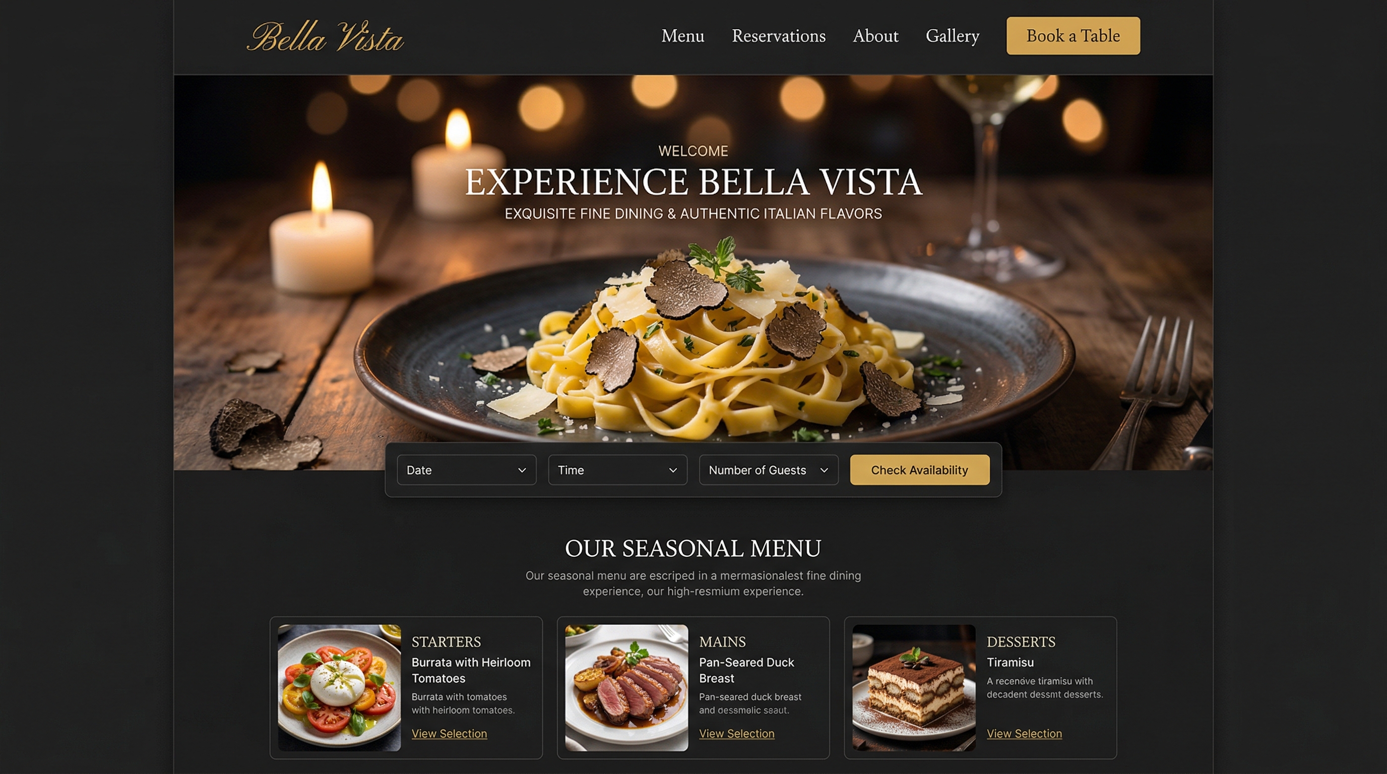 Restaurant & Bookings desktop preview
